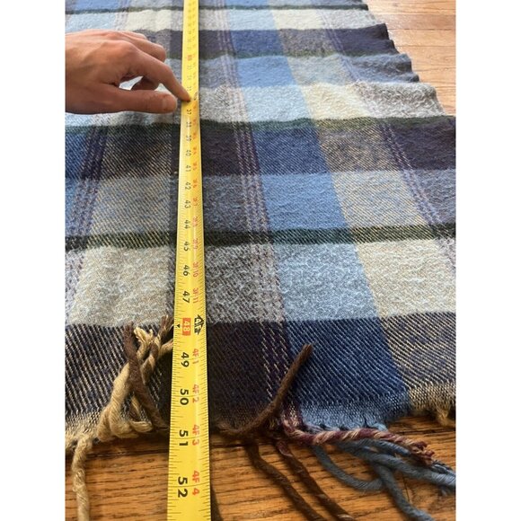 LL Bean Vintage Classic Light Blue Purple Plaid Soft Wool Throw Blanket ~49 x 51 - Picture 9 of 13